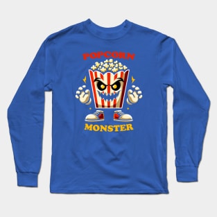 Popcorn Lover Horror Movie Cartoon Monster Long Sleeve T-Shirt